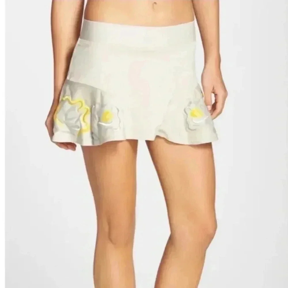 Adidas by Stella McCartney White Skirt with Yellow Floral Accents
